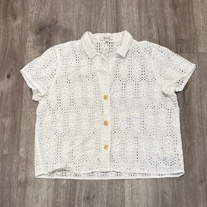 Madewell White Eyelet Floral Top